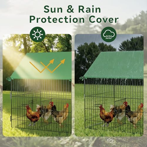 STILLCOVE Large Chicken Coop Run: 130" × 40" Outdoor Metal Duck Pen with Cover - Poultry Cage Enclosure for Rabbit Hen Quail - size: 130.0"L x 40.0"W x 40.0"H