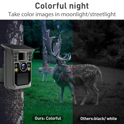 Trail Camera Full Color 6K 64MP Solar WiFi Game Hunting Camera with Night Vision,Built-in 7500mAh Battery, IP67 Waterproof, Thermal Sensitivity Activated Field Camera