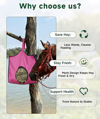 Hay Feeder for Goats and Horses - Slow Feed Design, Heavy Duty Hanging Hay Bag for Barn, Trailer & Paddock, Easy to Hang & Clean(3pcs, Pink) - color: 3pcs-pink