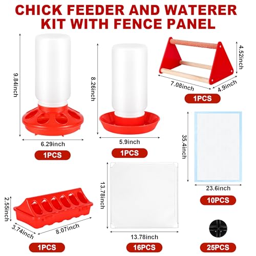 Chicken Brooder Box for Chicks, Brooder Box with Feeder and Waterer, Chick Starter Kit with Chick Perch for Small Poultry Ducks Quail