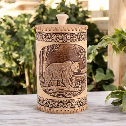 STP GOODS Birch Bark Container, Storage container, Kitchen Container Money to the House Birch Bark (Bear) - color: Bear