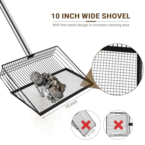 2pcs adjustable heavy 10 inch wide shovel area of chicken scooper for poop（36.6-61.8"long）and 11 tooth chicken coop rake（36.7-73"long）. Suit for cleaning chicken coops, racecourses, and sheep pens