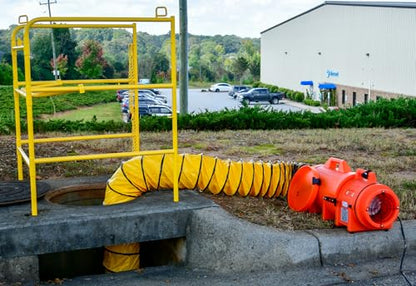 Allegro Industries-9533-25 32" X 13 12" X 14 12" 831 cfm 13 hp 115 VAC 3 A Motor Polyethylene Com-Pax-Ial Blower with Canister and 8" X 25' Duct,Orange