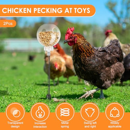 2 Pack Peck Toy, Interactive Slow Feed Release Toy for Your Flock, Lightweight Chicken Treat Dispenser, Interactive Chicken Slow Feeder, Boredom Busting Fun Maintain Your Hens Entertained