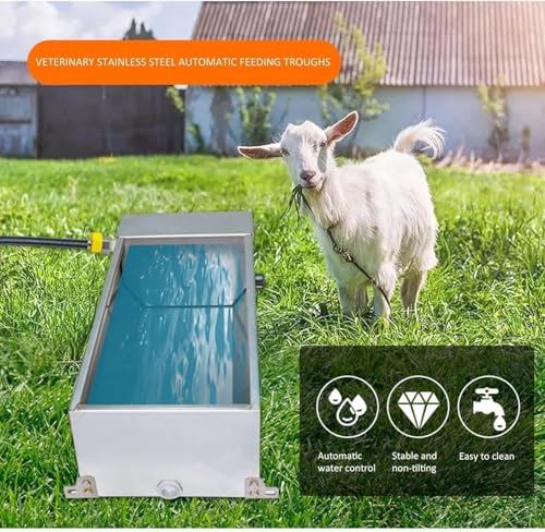 7.5L Self-Filling Stainless Steel Livestock Waterer – 304 Food-Grade Float Valve Cattle/Sheep Trough, Tool-Free Install, Leak-Proof, Freeze-Resistant, Farm Must-Have