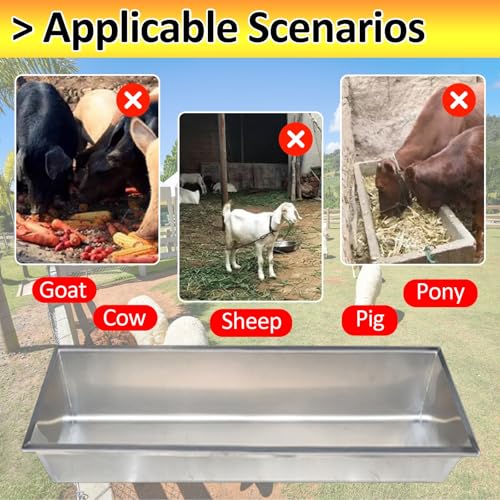 Large Capacity Stainless Steel Livestock Trough Feeder for Cattle & Calves - Durable, Ideal for Farms, Sheds, Pens, and Pasture Feeding Needs,L 120cm(47 1/5") X W 60cm(23 3/5 - color: L 120cm(47 1/5") X W 60cm(23 3/5