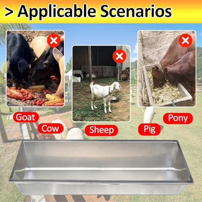 Large Capacity Stainless Steel Livestock Trough Feeder for Cattle & Calves – Durable, Rust-Resistant, Perfect for Farms, Sheds, Pens, and Pasture Feeding,L 85cm(33 1/2") X W 60cm(23 3/5" - color: L 85cm(33 1/2") X W 60cm(23 3/5"