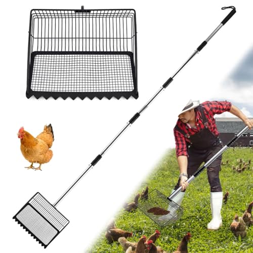 Comfortable Long Handle Waste Tool with Swappable Attachment for Household Pet and Poultry Care Chicken Area