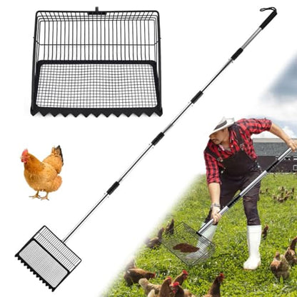 Comfortable Long Handle Waste Tool with Swappable Attachment for Household Pet and Poultry Care Chicken Area
