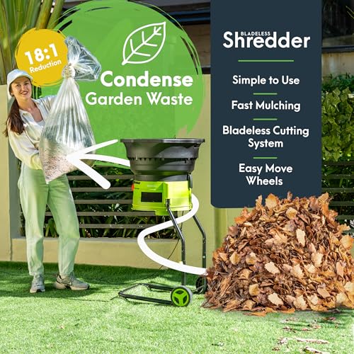 GreenSweep XL Bladeless Leaf Shredder & Mulcher | Powerful 15 Amp, 9,000RPM Motor for 18:1 Reduction Ratio - color: Green