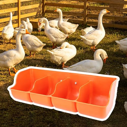 Small Multi-Compartment Poultry Feeder, 18 22 26 in Long Hay Feeder, Feeding Container for Geese Duck Backyard Farm Feeding Equipment(Orange L46.5cm/18.3") - size: Orange L46.5cm/18.3"