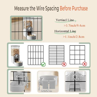 41 oz Hanging Gravity Auto-Refill Small Animal Feeder Grey | Space-Saving, Large Capacity, Easy-Refill Bowl for Rabbits, Guinea Pigs, Ferrets, Chinchillas & Small Pets - color: Grey