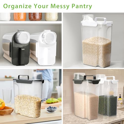 Viretec Rice Storage Container, 15 to 20lb Dry Food Airtight Dispenser, Pet Dog Cat Food Canister, BPA Free Clear Plastic Kitchen and Pantry Organization Bin for Oatmeal, Cereal, Pasta, Flour White - color: 10L/White