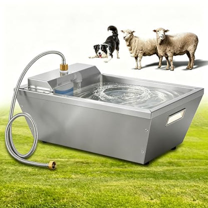 4Gal Dog Water Bowl Dispenser Large Breed Outdoor Automatic Livestock Water Trough Livestock Waterer for Large Dogs Goat Sheep Cow Horse