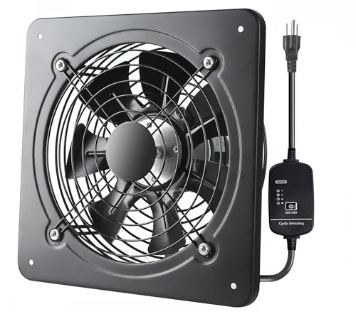 12 Inch Window Exhaust Wall Mounted Ventilation Basement Extractor Industrial Fan 720 CFM High-Speed1460 RPM Industrial Fan for Home Garage Office Commercial Use (12 Inch+Speed Control)