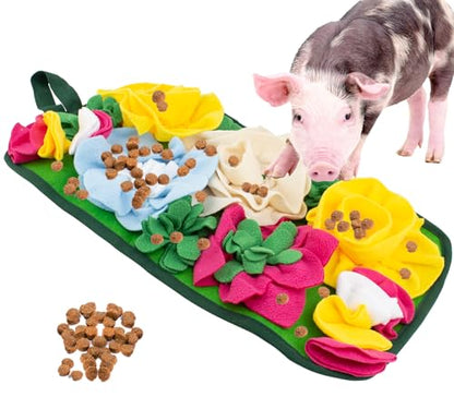 Pig Foraging Mat, Interactive Mini Pigs Enrichment Toys, Treat Mat Toy for Mini Pigs and Farm Puzzle Pad, Hanging Chew Snuffle Pad Bed Enrichment Toy for Pigs to Play with for Pigs