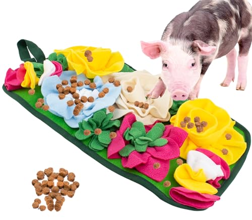 Pig Foraging Mat, Interactive Mini Pigs Enrichment Toys, Treat Mat Toy for Mini Pigs and Farm Puzzle Pad, Hanging Chew Snuffle Pad Bed Enrichment Toy for Pigs to Play with for Pigs