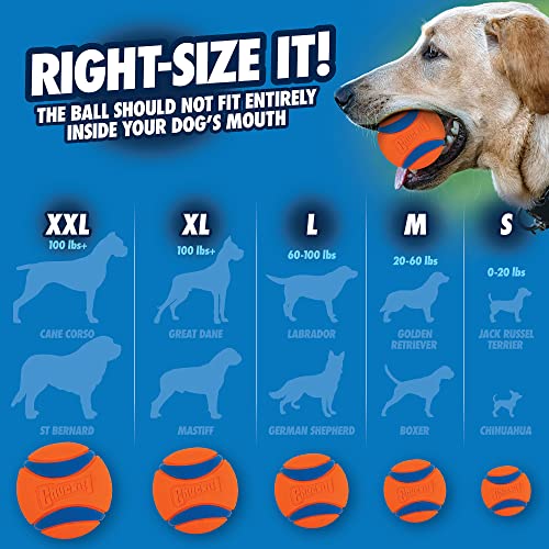Chuckit! Ultra Ball Dog Toy - for Dogs 100+ lbs - Made from Durable Rubber - Super Bouncy - Floats in Water - 3.5-inch Diameter - Size XL (Pack of 2) - color: Ultra, size: XL (Pack of 2)