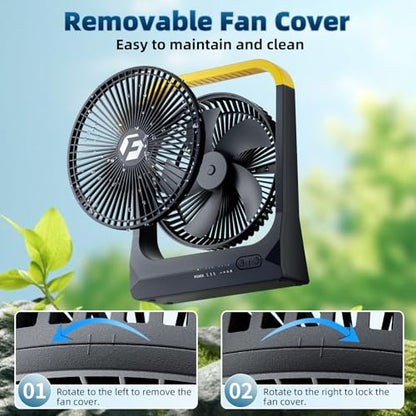 20800mAh Battery Powered Fan, USB-C Fast Rechargeable Portable Fan 80H Long Lasting, 8 Inch Outdoor Fan with 3350RPM Strong Wind, 4 Speeds & Timer, 70° Rotation, Quiet for Bedroom Office Camping
