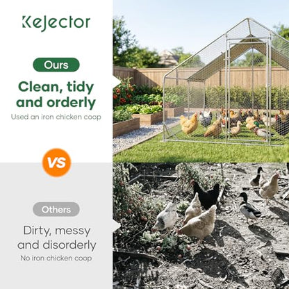 Large Chicken Coop Metal Chicken Runs for Yard 13x10x6.5 ft Chicken Coop with Cover Gallinero para Gallinas Heavy Duty Chicken Cage Rabbit Duck Quail Coop Lockable Door with Waterproof Anti-UV Cover - size: 152.4"L x 118.1"W x 78.7"H