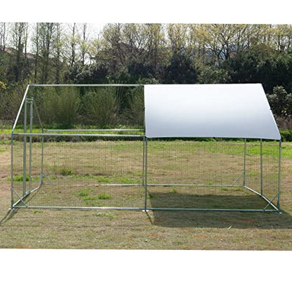 Large Metal Chicken Coop Walk-in Poultry Cage Hen Run House Spire Shaped Cage with Waterproof and Anti-Ultraviolet Cover for Outdoor Backyard Farm Use - size: 236.2"L x 118.1"W x 76.8"H