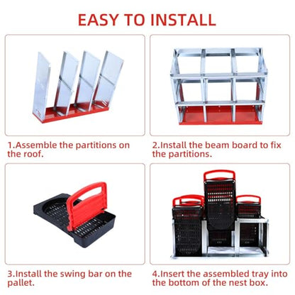 Chicken Nesting Box, 6 Compartment Roll Away Nesting Box for Eggs, Chicken Laying Box with Egg Collection, Cleanable Pull Out Hen Roosting Boxes ﻿ - color: Red, size: 6 Holes