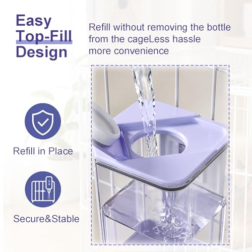 No-Drip Small Animal Water Bottle, 47OZ Large Capacity Leakproof Hanging Pet Water Dispenser for Cage Crate, Water Feeder for Guinea Pig, Hamster, Rabbit, Ferret, Chinchilla (Purple) - color: Purple
