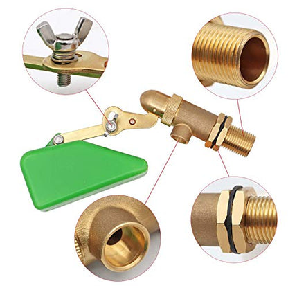 1/2 Inch Brass Valve with Plastic Float Water Float Valve with Adjustable Arm Automatic Fill Float Ball Valve for Water Tank Fountains Livestock Waterer