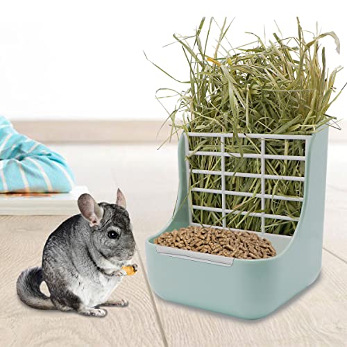 Litewoo Rabbit Hay Feeder Food Bowl Feeding Rack for Small Animal Guinea Pig Chinchilla Bunny Cage Accessories - color: Green