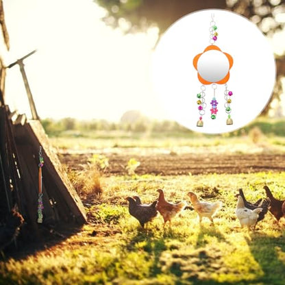 Chicken Mirror for Birds Pet Cage Accessory Resistant to Biting and Falling Fun Plaything for Parrots Roosters Hens Enrichment and Decoration