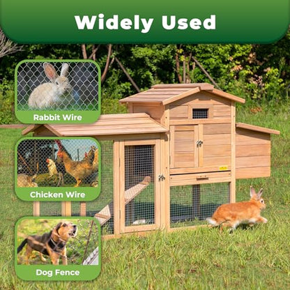 72 in x 150 ft, 2 inch Metal Mesh Pencing, Chicken Wire Fencing, Hexagonal Galvanized Mesh, Poultry Wire Netting for Chicken, Duck, Goose, Rabbit Fencing - size: 72 in x 150 ft 2 in