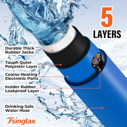 100FT Heated Water Hose for Rv,-45 ℉ Antifreeze Heated Drinking Garden Water Hose,Lead-Free & BPA-Free, Rv Freshwater Hoses with Fittings, Rv Accessories - size: 100FT