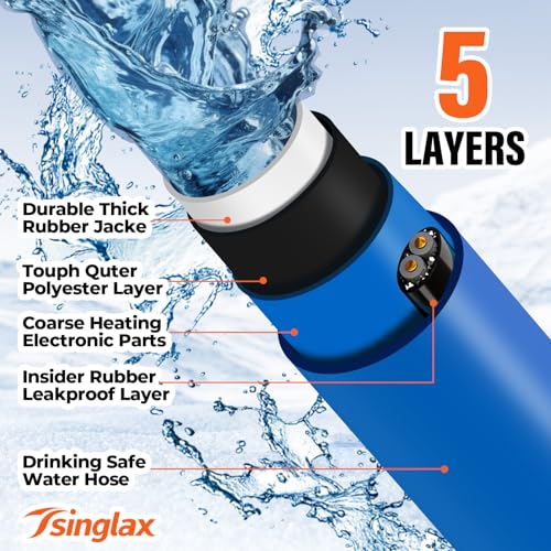 15FT 30FT Heated Water Hose for Rv,-45 ℉ Antifreeze Heated Drinking Garden Water Hose,Lead-Free & BPA-Free, Rv Freshwater Hoses with Fittings, Rv Accessories - size: 15FT