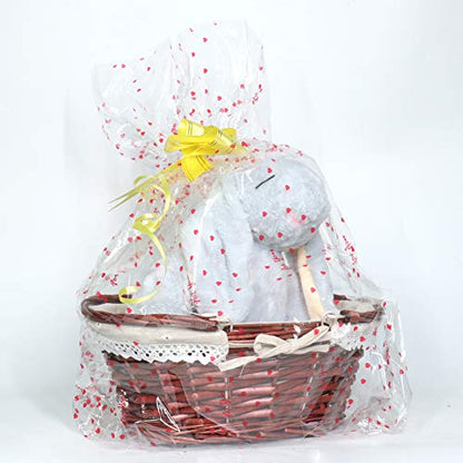 MEIEM Wicker Gift Baskets Empty Oval Willow Woven Picnic Cheap Easter Candy Storage Wine Basket with Handle Egg Gathering Wedding Basket (Brown) - color: Brown, size: Small