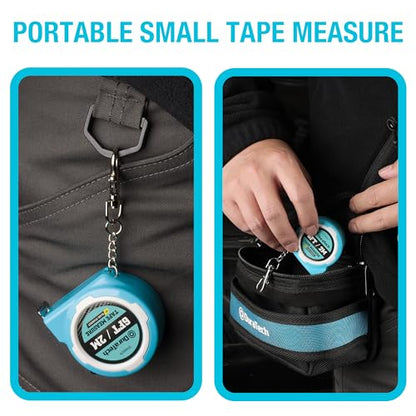 DURATECH Mini Tape Measure, 2 PCS 6FT Inch/Metric Small Tape Measure, Retractable Easy Reading Keychain Measurement Tape, Pocket Size Small Tape Measure for Engineer, Portable, ABS Protective Casing