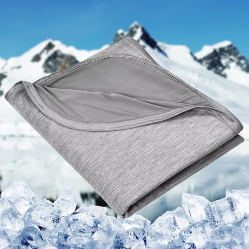 HOMFINE Cooling Blankets for Hot Sleepers - Oversized Summer Blanket Thin Lightweight Breathable Soft Double Side Enhanced Cooling for Bed Couch, Keep Cool for Night Sweats (Grey, 120 x 120 inches) - color: Grey, size: Oversized (120"x120")