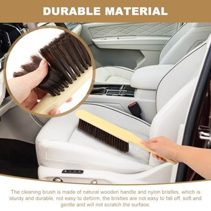 2 Pieces Wooden Dust Brush, Hand Broom Bench Brushes with Soft Bristles, Shop Brush with Long Handle, Soft Bristle Brush for Counter Sofa Bed Car Clothes Household Cleaning