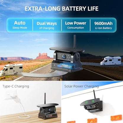 eRapta Magnetic Solar Wireless Backup Camera: HD1080P 5” Touchscreen Portable with DVR, BSD, 1-Min Install-Free IR Night Vision Hitch Backup Camera for Trailer/Truck/Small RV/Camper/Tractor-AWTCM501 - size: 5 inch-1 camera with touchscreen