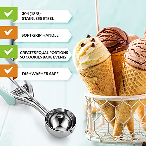 Spring Chef Medium #40 Stainless Steel Cookie Scoop for Baking, Multifunctional Kitchen Food Scooper with Trigger Release, 1.7 Tablespoon Melon Scooper - Dishwasher Safe Meatball Scoop - Mint - color: Mint, size: #40 - Medium - 1.7 Tbsp