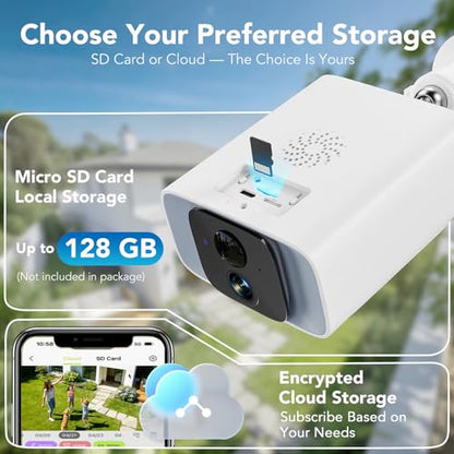 GNCC Solar Security Camera Wireless Outdoor, 2.4GHz & 5GHz WiFi, 4MP Color Night Vision, AI Human Detection, Two-Way Audio, IP65 Waterproof, SD/Cloud Storage for Driveway, Yard & Home Security
