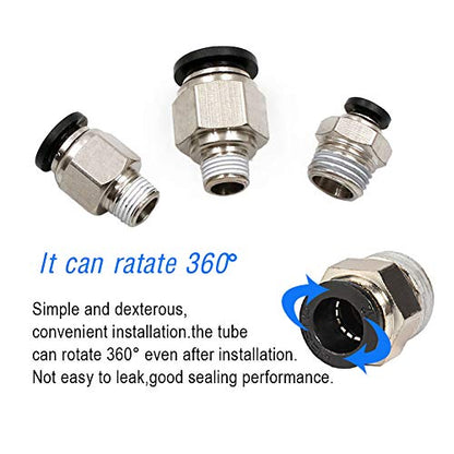 Beduan Push to Connect Fitting, 3/8" Tube OD x 1/4" NPT Thread Male Straight Pneumatic Air Fitting (Pack of 10) - size: 3/8"OD-1/4"NPT