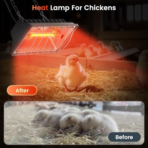 Chicken Coop Heat Lamp, 300W Brooder Heater for Chicks 9.84ft Cord UL Passed Carbon Fiber Bulbs Heater with Adjustable Hanging Height for Livestock Supplies Indoor Warmer | UL Passed,9.84ft Cord, Adjustable Hanging Height, Livestock Supplies Indoor Warmer