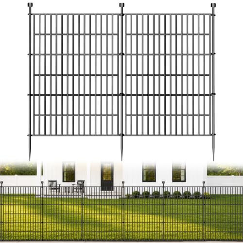 No-Dig Decorative Outdoor Garden Fence for Yard, Animal Barrier Fencing for Dog | Rustproof Metal Temporary Fence for Patio, Pet and Flower Bed | 40in (H) x 23.6ft(L), 10 Panels - size: 40 in(H) X 23.6 ft(L)