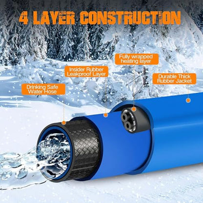100FT Heated Water Hose for RV, Freeze Protection to -45°F, Lead-Free & BPA-Free, Safe for Campers, Gardening, Livestock, Home Use - size: 100FT