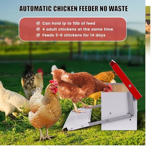 Automatic Waterer Bowl Large Horse Waterer with 15lbs 15lb Automatic Chicken Feeder Rat Proof Treadle Poultry Feeder