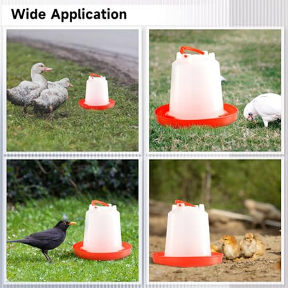 Chick Feeders and Waterers Set, 2 Pcs 1.5 L Poultry Drinkers & 2 Pcs 3.3 lbs Feeders, Hanging Plastic Poultry Containers for Chickens, Turkeys, Ducks and More