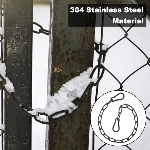 Gate Chain Lock for Outdoor Fence,304 Stainless Steel Gate Chain 20" x 5/32" with Both-Ended M5 Carabiners,Chain Link Latch Lock for Wooden Fence Pet Cages (20" x 5/32", Piece, 1) - size: 20" x 5/32"