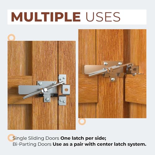 Barn Door Jamb Latch, Zink-Plated Barn Sliding Door Hardware Lock Latches with Hook for Bi-Parting Doors, Secure Farm Sliding Gates from Side, 7"