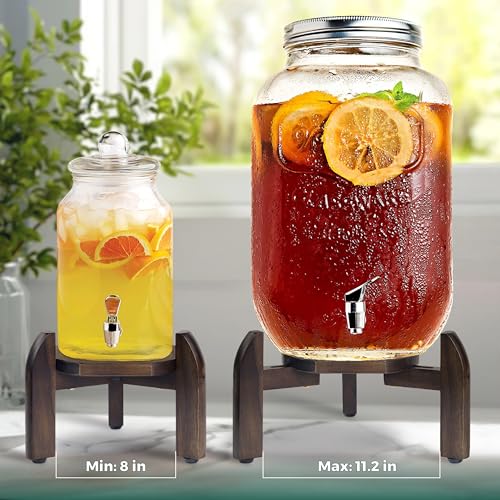 Drink Dispenser Stand Adjustable Width from 8" to 11.2" Wide - Beverage Jar and Water Plastic Jug Holder - to plant flower pots - Adjustable up to11.2-inch Wide (For 5-Gal Jug 8"-11.2")- Walnut Color - color: Drink Dispenser Stand-3 Legs