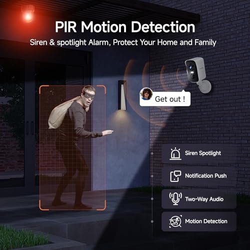 fanxiang 2K Magnetic Security Camera Outdoor Wireless Rechargeable Battery Camera WiFi, 300° Pan Rotating, AI Motion Detection, PIR, Spotlight, Siren, Two-Way Talk, IP65, SD/Cloud Storage - style: Magnetic Camera
